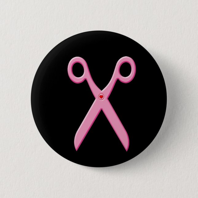 Scissors 6 Cm Round Badge (Front)