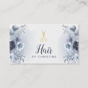 scissors and blue floral decor business card