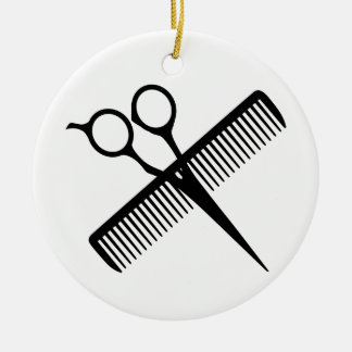 Scissors and Comb Ceramic Tree Decoration
