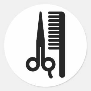 Scissors and Comb Classic Round Sticker