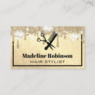 Scissors and Comb Glitter and Sparkle Business Card