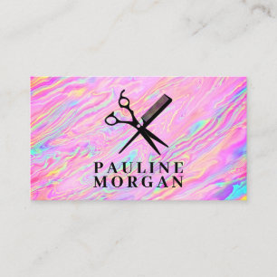 Scissors and Comb Holographic Iridescent Business Card