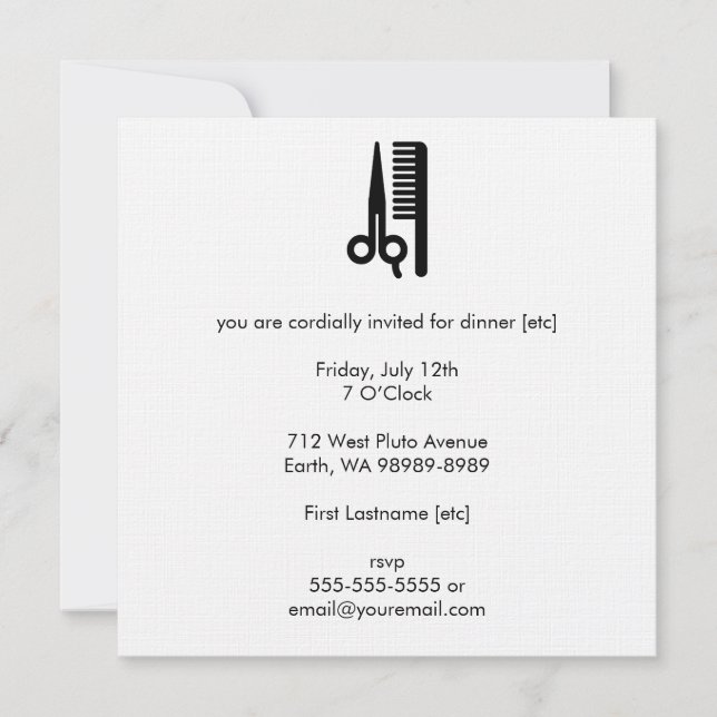 Scissors and Comb Invitation (Front)
