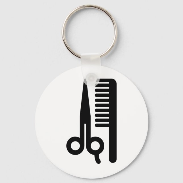Scissors and Comb Key Ring (Front)