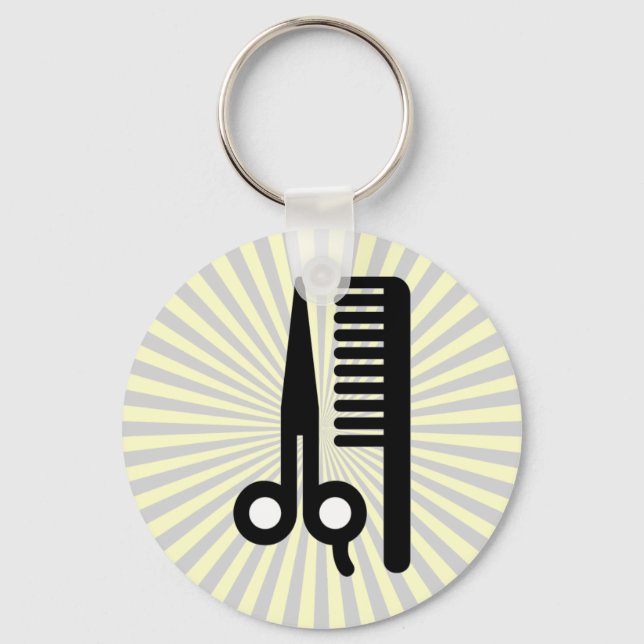 Scissors and Comb Key Ring (Front)