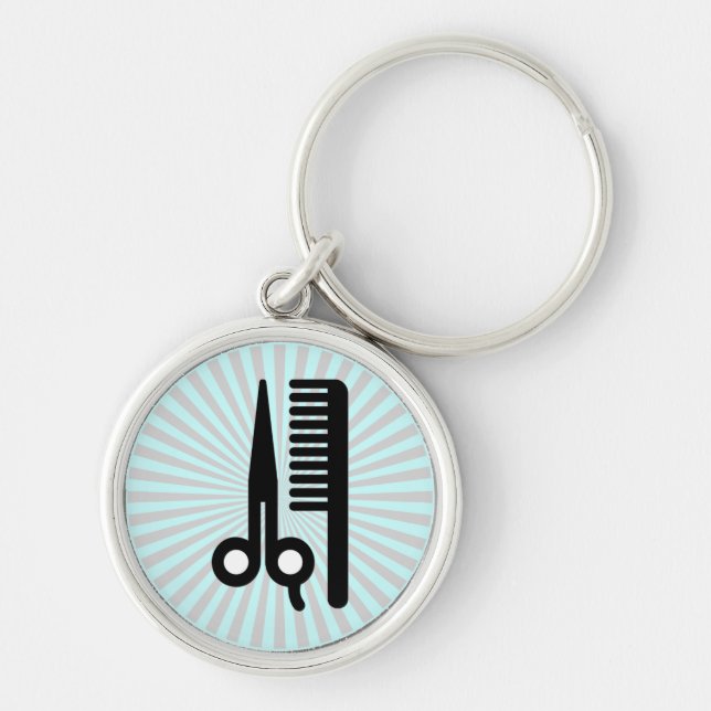 Scissors and Comb Key Ring (Front)