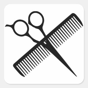 Scissors and Comb Square Sticker