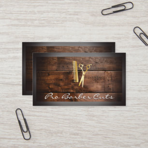 Scissors and Comb Wood Business Card