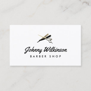 Scissors and razor shaver barber shop business card