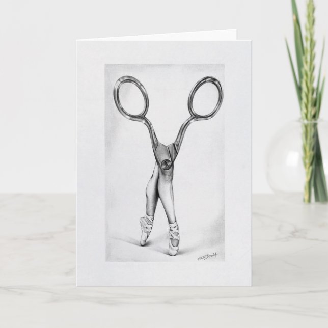 Scissors ballerina dance surreal art Greeting card (Front)