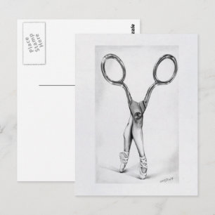 Scissors ballerina dance surreal art Postcard