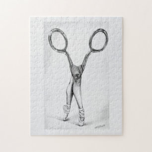 Scissors ballerina dance Surreal drawing art Jigsaw Puzzle