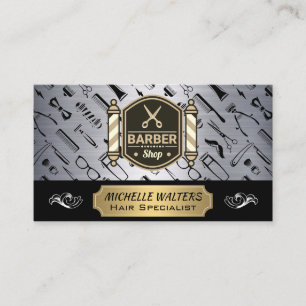Scissors Barber Poles and Tools Business Card