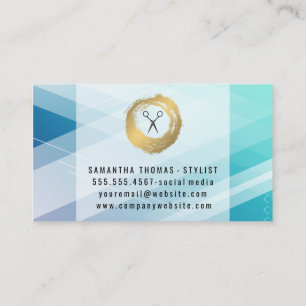 Scissors   Blue Abstract Background Business Card