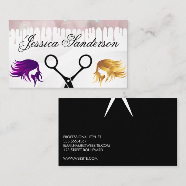 Scissors | Colour Dye | Womens Hair Business Card (Front/Back)