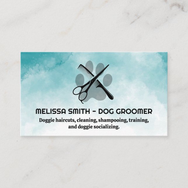 Scissors Comb | Dog Groomer | Paw Appointment Card (Front)