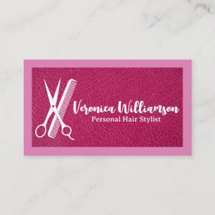 Scissors Comb   Hair Stylist Logo   Leather Business Card