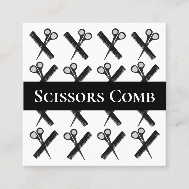 Scissors Comb Hairstylist Salon  Square Business Card (Front)