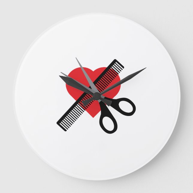 scissors & comb & heart large clock (Front)