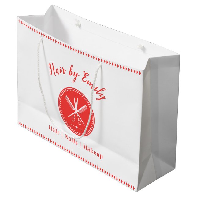 Scissors & Comb Salon Elegant Modern Custom Large Gift Bag (Front Angled)