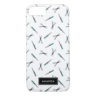 Scissors & Combs Pattern - Add Name iPhone 8/7 Case