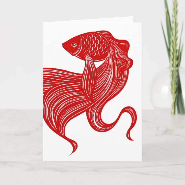Scissors-cut Goldfish Greeting Card (Front)