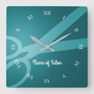Scissors   Cyan   Hair Salon Square Wall Clock