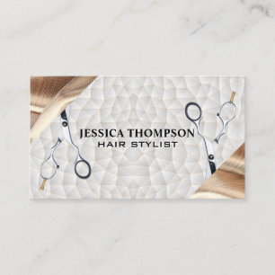 Scissors   Gold Foil Ribbon   Geometric Pattern Business Card