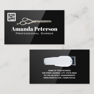 Scissors Hair Clippers   QR Code Business Card