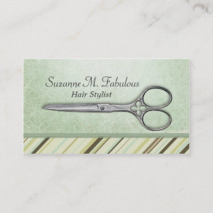 Scissors Hair Stylist Mint Green Pattern Business Card
