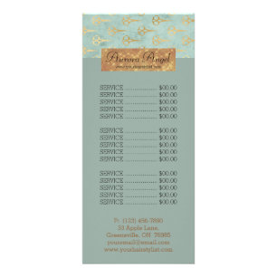 Scissors Hair Stylist Vintage Price List Gold  Rack Card