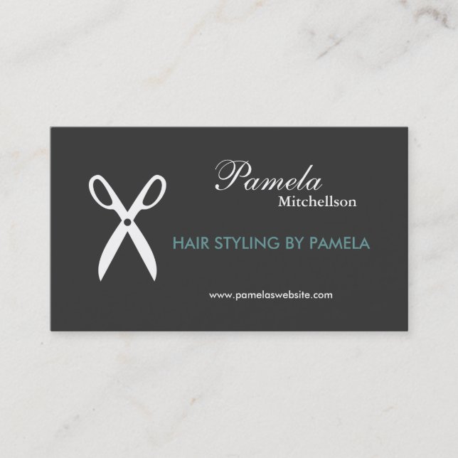 SCISSORS in GRAY/AQUA Business Card (Front)