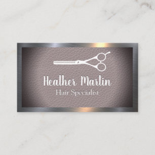 Scissors   Leather   Metallic Frame Business Card