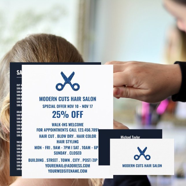 Scissors Logo, Hair Stylist, Hair Salon Advert Flyer (Creator Uploaded)