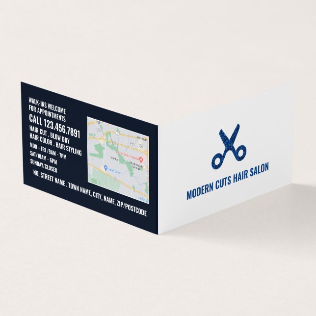 Scissors Logo, Hair Stylist, Hair Salon Loyalty Business Card (Outside)