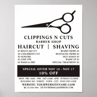 Scissors Logo, Men's Barbers Advertising Poster