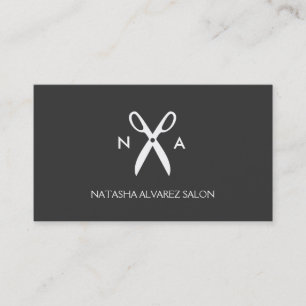 SCISSORS MONOGRAM LOGO for HAIR SALON, STYLISTS Business Card