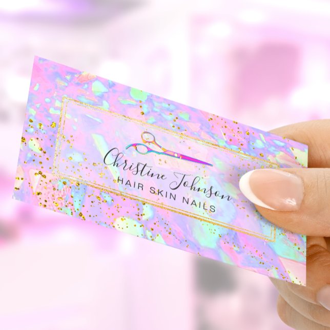 scissors on FAUX glitter pastel background Business Card (Creator Uploaded)