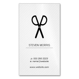 Scissors / Stripes (grey) Magnetic Business Card