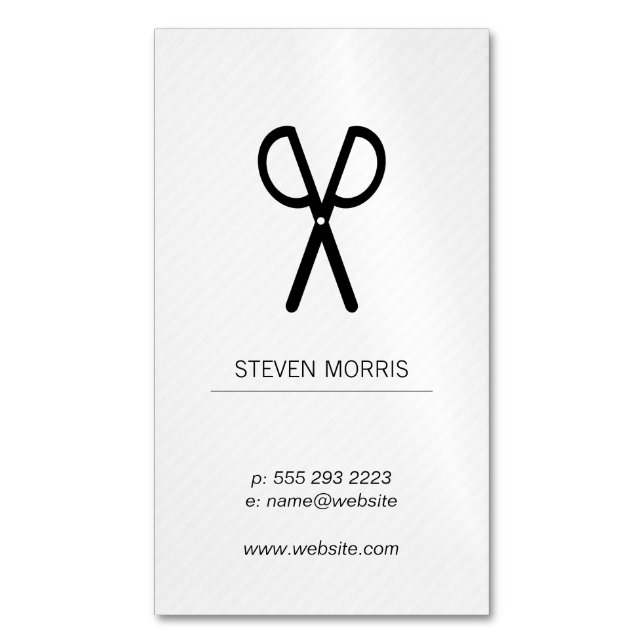 Scissors / Stripes (grey) Magnetic Business Card (Front Vertical)