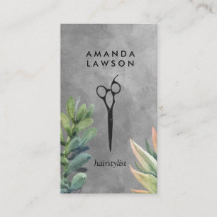 Scissors   Watercolor   Succulents Business Card