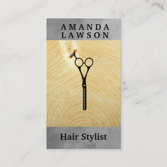 Scissors | Wood and Watercolor Business Card (Front)