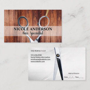 Scissors   Wood Background Business Card