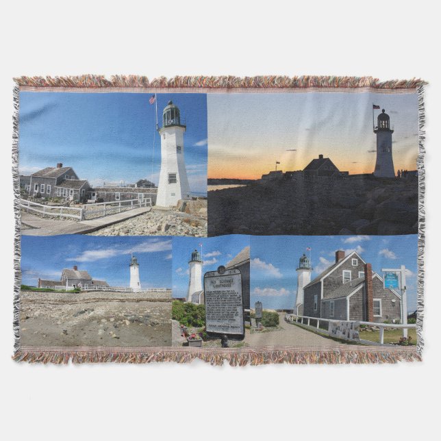 Scituate Lighthouse MA Throw Blanket (Front)