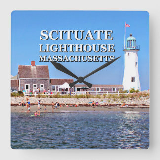 Scituate Lighthouse, Massachusetts Square Wall Clock