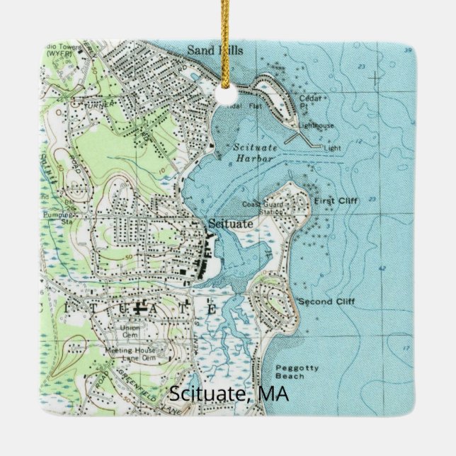 Scituate MA Vintage Map Ceramic Ornament (Back)