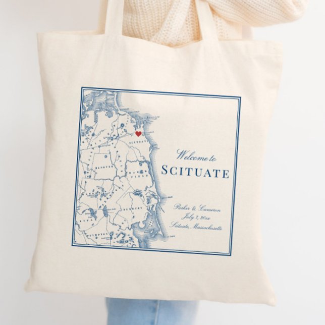 Scituate Massachusetts Map Elegant Wedding Welcome Tote Bag (This Scituate tote bag is perfect for your South Shore MA destination wedding)