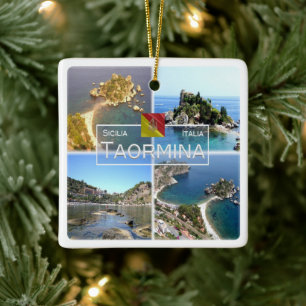 SCL017 TAORMINA Isola Bella, Mosaic, Sicily, Ceramic Ornament