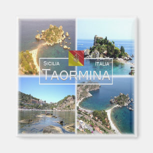 SCL017 TAORMINA Isola Bella, Mosaic, Sicily Fridge Magnet