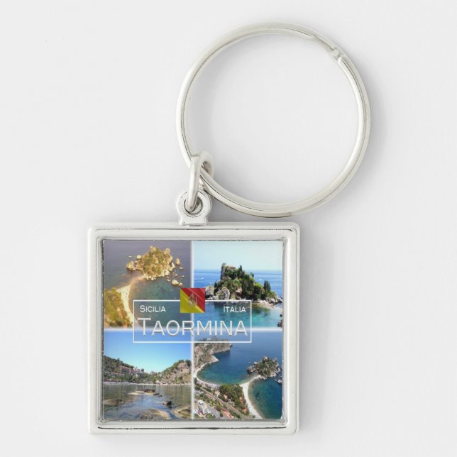 SCL017 TAORMINA Isola Bella, Mosaic, Sicily Key Ring (Front)